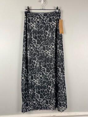 New chrome riot animal print grey black mesh maxi skirt size medium